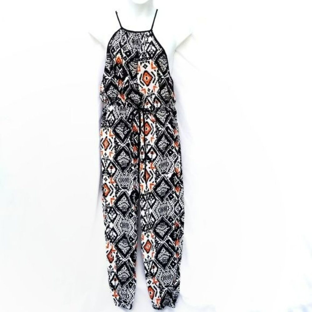 Fashion to Figure Halter Top Tribal Print Multicolor Jumpsuit Women’s Size 1X
